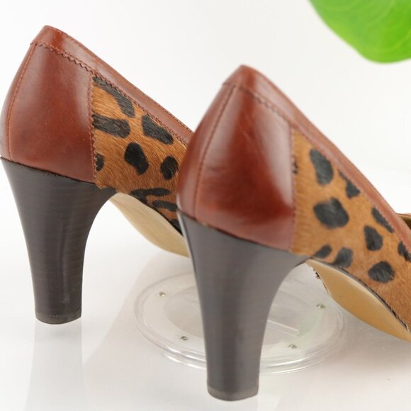 Franco Sarto Womens Empire Pump Size 8 Brown Leopard Calf Hair Heel Dress Shoe - Picture 5 of 12
